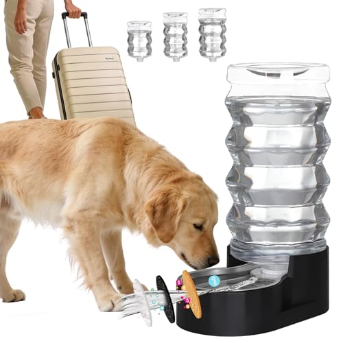 RIZZARI Automatic Gravity Pet Dispenser: Helps Prevent Urinary Stones - Activated Carbon Ion Exchange System - 6.5L Large Capacity Stainless Steel-Ideal for Cats & Small Dogs-All-Day Hydration at Home - 9L / Pure Black