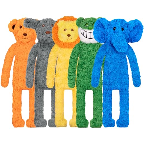 SHARLOVY Dog Squeaky Toy No Stuffing 6 Pack, Dog Toys Crinkle for Small Puppy, Durable Chew Plush Cute Animals Natural for Teething Pet - For Medium and Large Breed / 5 Pack-Soft plush