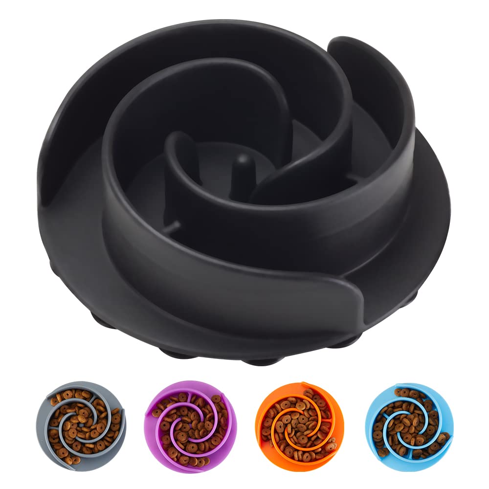 Keegud Slow Feeder Dog Bowls Insert [Octopus Suction Cups] Super Firm Slow Eating Dog Bowl [Cuttable] for Large Breed and Medium Size Dog Compatible with Regular and Elevated Dog Bowls (Turbine)