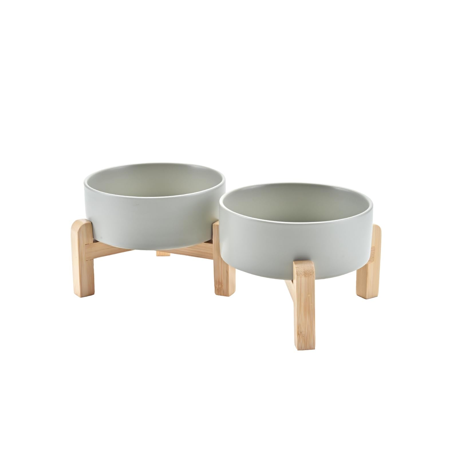 Elevated Ceramic Dog Bowl Set - Double Dog Feeding Bowls with Stand Splash Proof - Raised Dishes for Food and Water - Ideal for Small to Medium Dogs - 2 x 850 ml - 28.74 oz