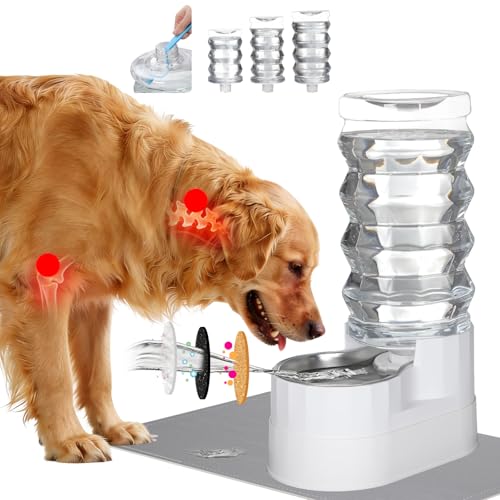 RIZZARI Automatic Gravity Pet Dispenser: Helps Prevent Urinary Stones - Activated Carbon Ion Exchange System - 6.5L Large Capacity Stainless Steel-Ideal for Cats & Small Dogs-All-Day Hydration at Home - 6.5L / White