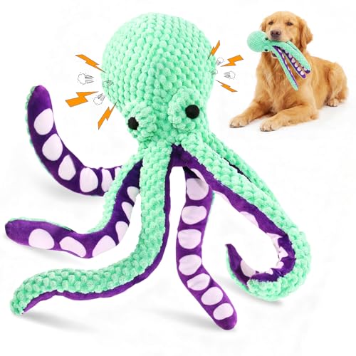 Fuufome Large Squeaky Dog Toys- Plush Dog Toys with Soft Fabric for Small, Medium, and Large Dogs Daily Companionship, Training Reward Gift - Green