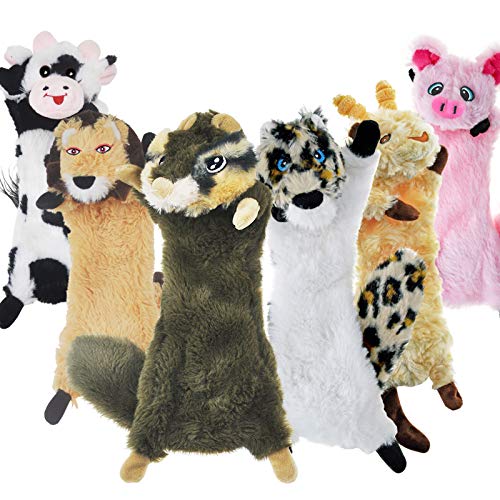SHARLOVY Dog Squeaky Toy No Stuffing 6 Pack, Dog Toys Crinkle for Small Puppy, Durable Chew Plush Cute Animals Natural for Teething Pet - For Medium and Large Breed / 6 Pack