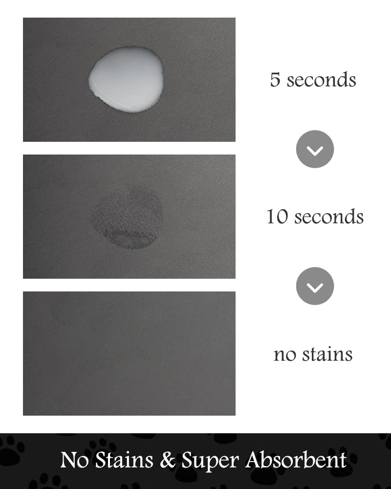 Pet Feeding Mat-Absorbent Dog Mat for Food and Water Bowl-No Stains Quick Dry Dispenser Mat-Dog Accessories Pet Supplies-Water Bowl for Messy Drinkers（Darkgrey,12"x19"