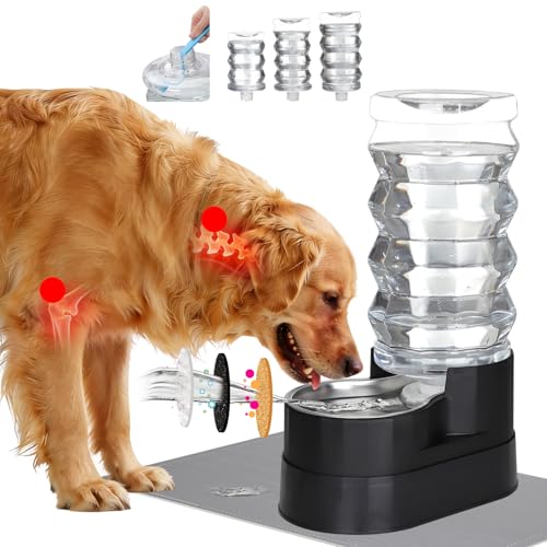 RIZZARI Automatic Gravity Pet Dispenser: Helps Prevent Urinary Stones - Activated Carbon Ion Exchange System - 6.5L Large Capacity Stainless Steel-Ideal for Cats & Small Dogs-All-Day Hydration at Home - 4L / Jet Black