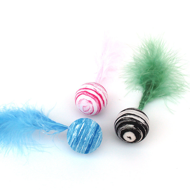 Interactive Feather Space Ball Cat Toy | Durable EVA Ball with Soft Feather for Kitten Play & Hunting Fun