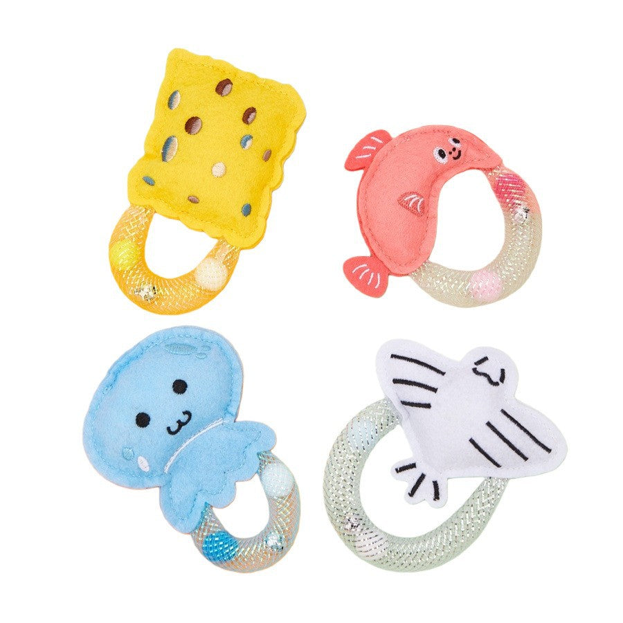 Interactive Cat Toy with Bell & Catnip - Mesh Spring Ring Plush Toy for Kitten Self-Play, Bite & Teeth Cleaning