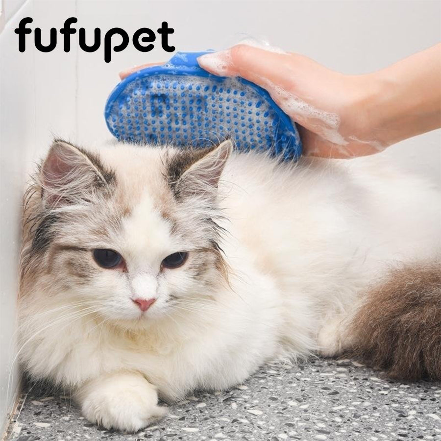 Silicone Pet Bath Brush, Grooming & Massage Brush for Dogs & Cats, Soft Bristles Shampoo Brush for Shedding, Bathing & Hair Removal, 4 Colors Available