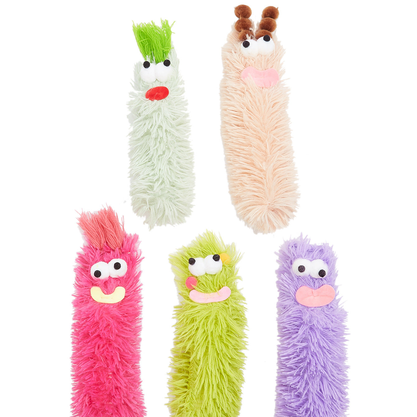 5PCS Funny Plush Cat Toys with Catnip, Interactive Crinkle Sound Kicker Toys for Indoor Cats, Soft Fluffy Monster Pillow Chew Toys for Kitten Teething, Boredom Relief & Exercise