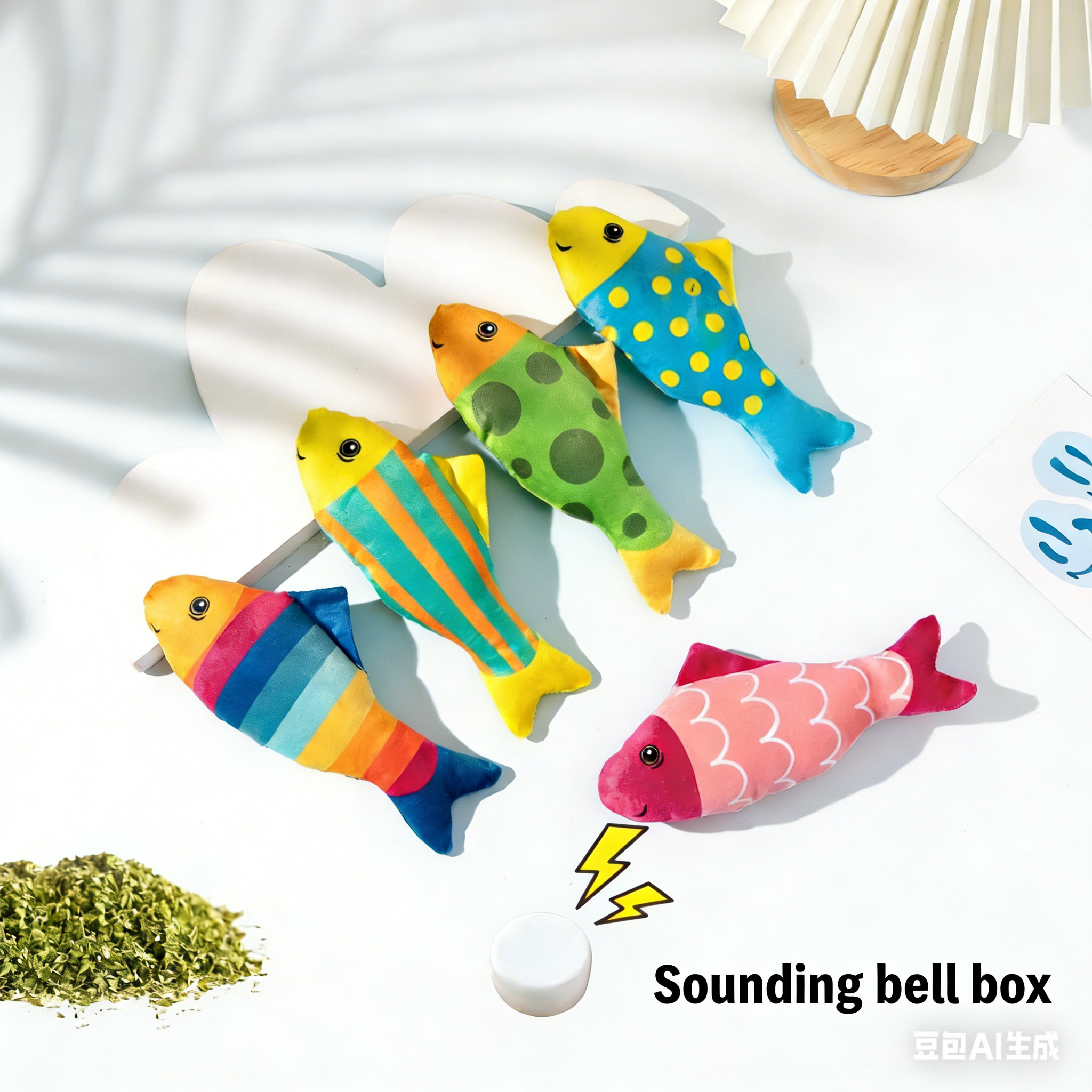 Colorful Plush Fish Cat Toy with Catnip & Squeaker - Interactive Kitten Teething & Play Toy