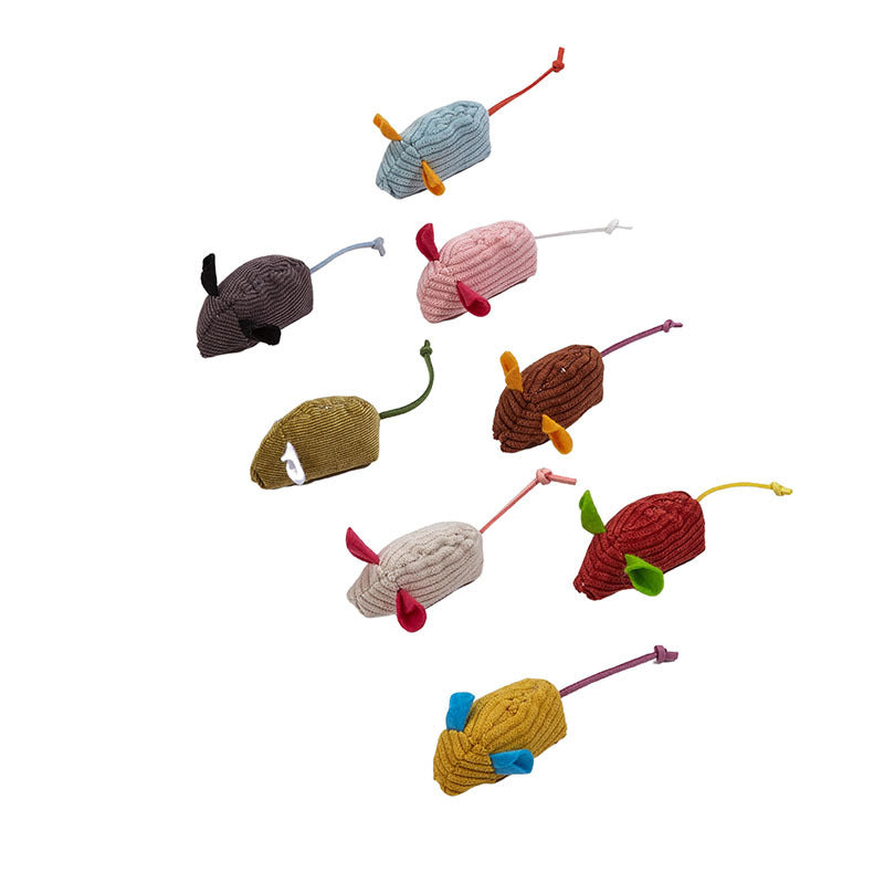 8-Pack Corduroy Catnip Mice Toys, Interactive Plush Mouse Cat Toys for Kitten & Adult Cat, Bite-Resistant Teeth Cleaning Chew Toys for Indoor Cats