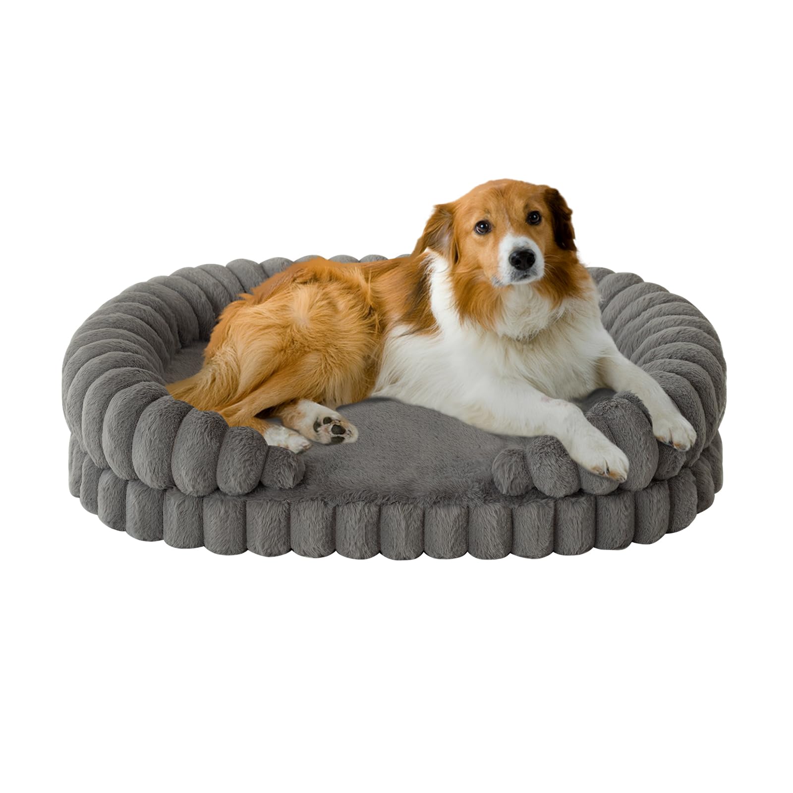 BALANCE Luxury Donut Dog Bed, 30 Inches Round Dog Bed Medium Size Dogs Washable, Orthopedic Calming Dogs Bed for Pets with Anti-Slip Bottom, Oatmeal
