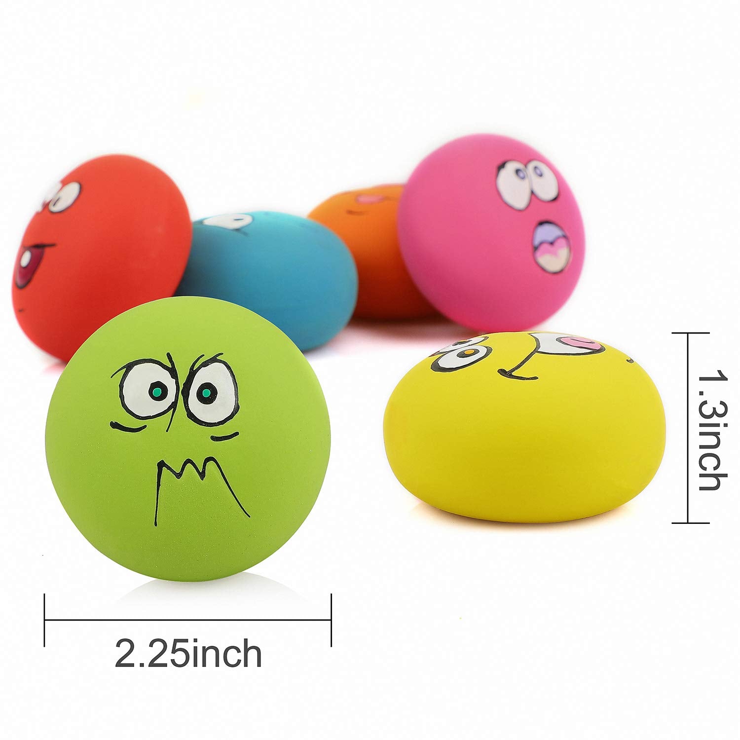 Smile Face Dog Squeaky Toys Soft Latex Squeak Balls for Puppy Small Pet Dogs 6 Pcs/Set