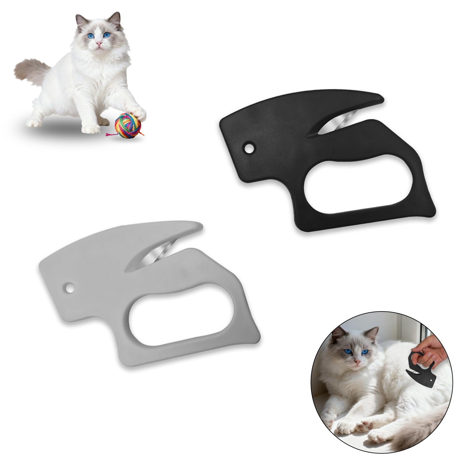 Pets First Professional Pet Mat Remover - Dematting Tool for Grooming Cats & Dogs - Removes Matted Fur, Tangles, Knots, Loose Hair & Dirt - Stainless Steel, Gentle Teeth, Soft Comfort Grip Handle,Blue