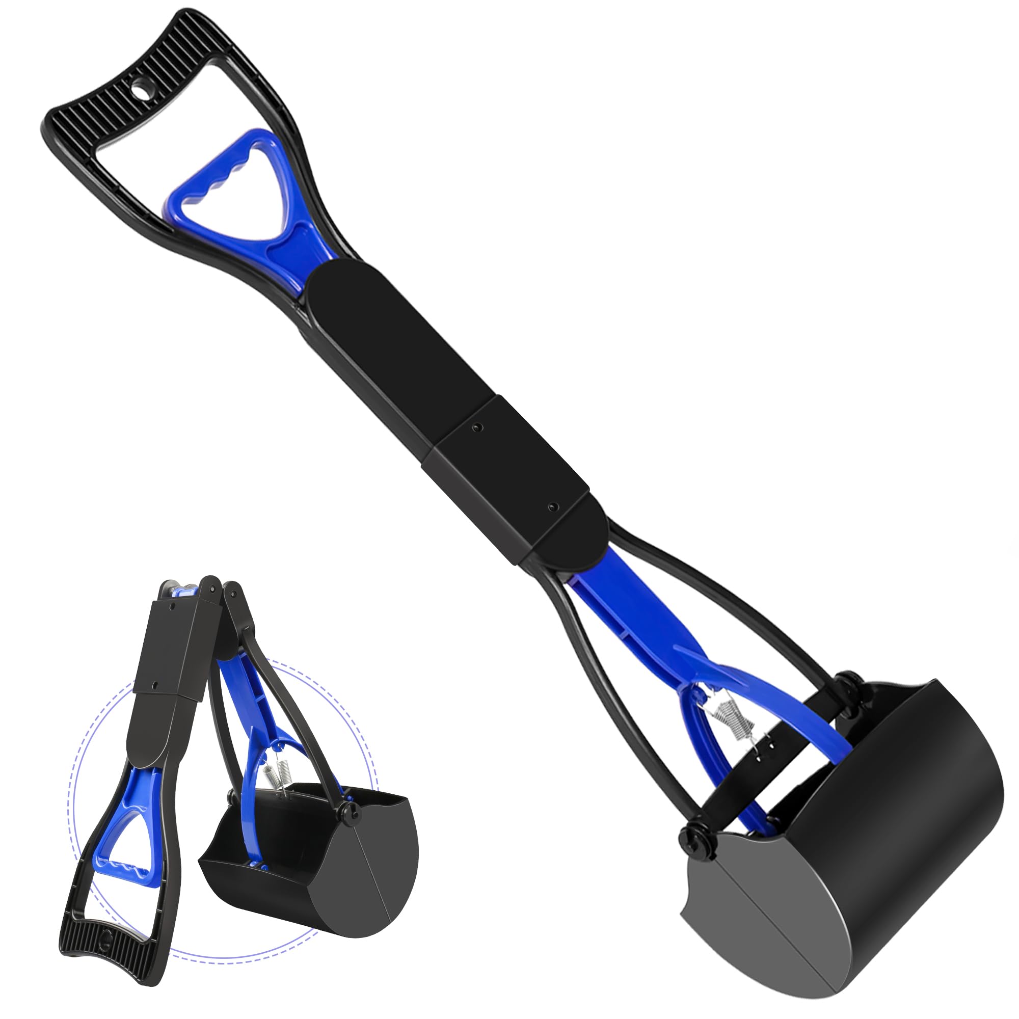 SZHLUX 28" Pooper Scooper, Foldable Dog Pooper Scooper with Unbreakable Material and Durable Spring for Grass and Gravel, Green