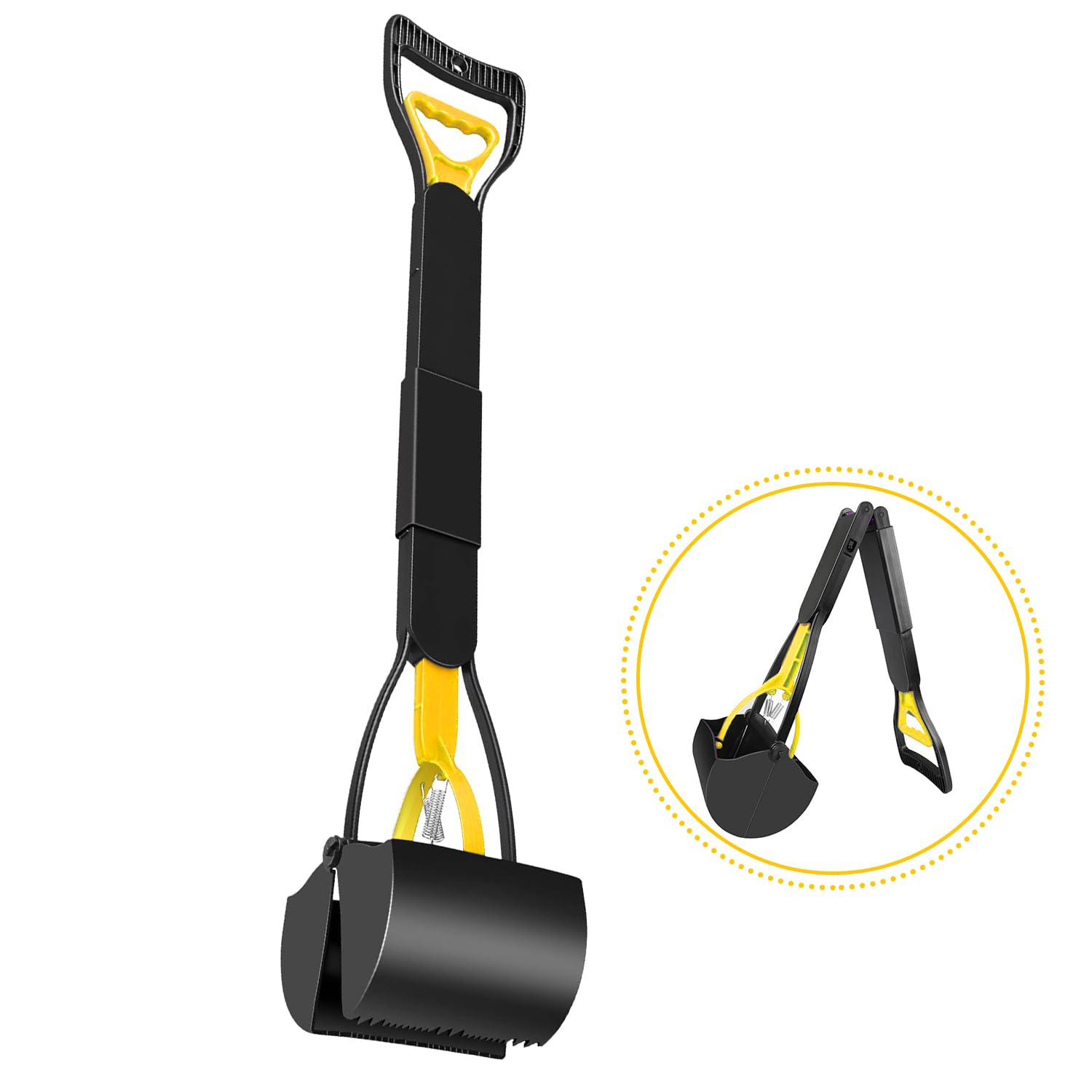 SZHLUX 28" Pooper Scooper, Foldable Dog Pooper Scooper with Unbreakable Material and Durable Spring for Grass and Gravel, Green