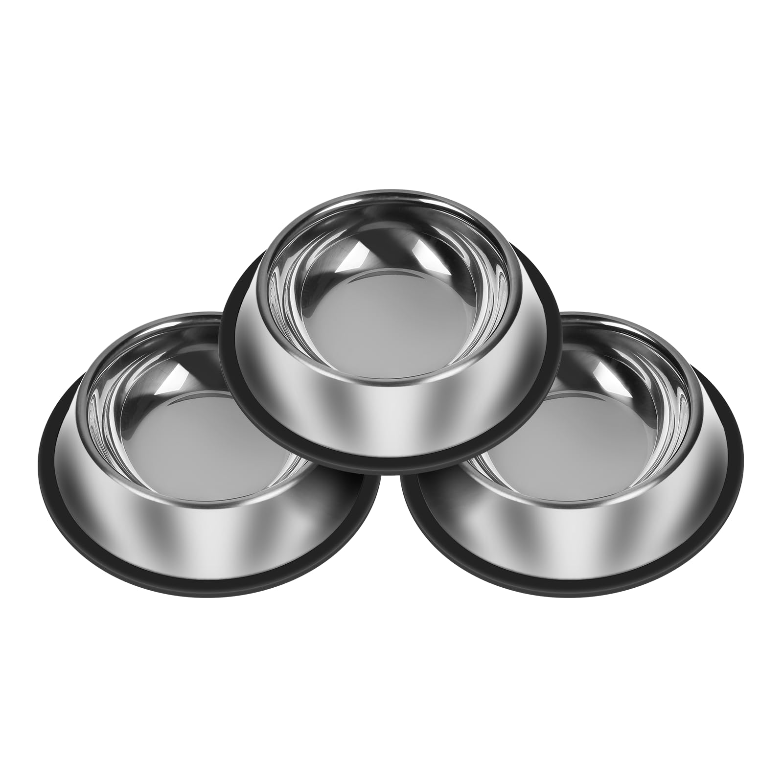 Amazon Basics Stainless Steel Non-Skid Dog Water And Food Bowls, Dishwasher Safe, Rust Resistant, 38oz Capacity, 10 x 2.8 Inches, 2-Pack
