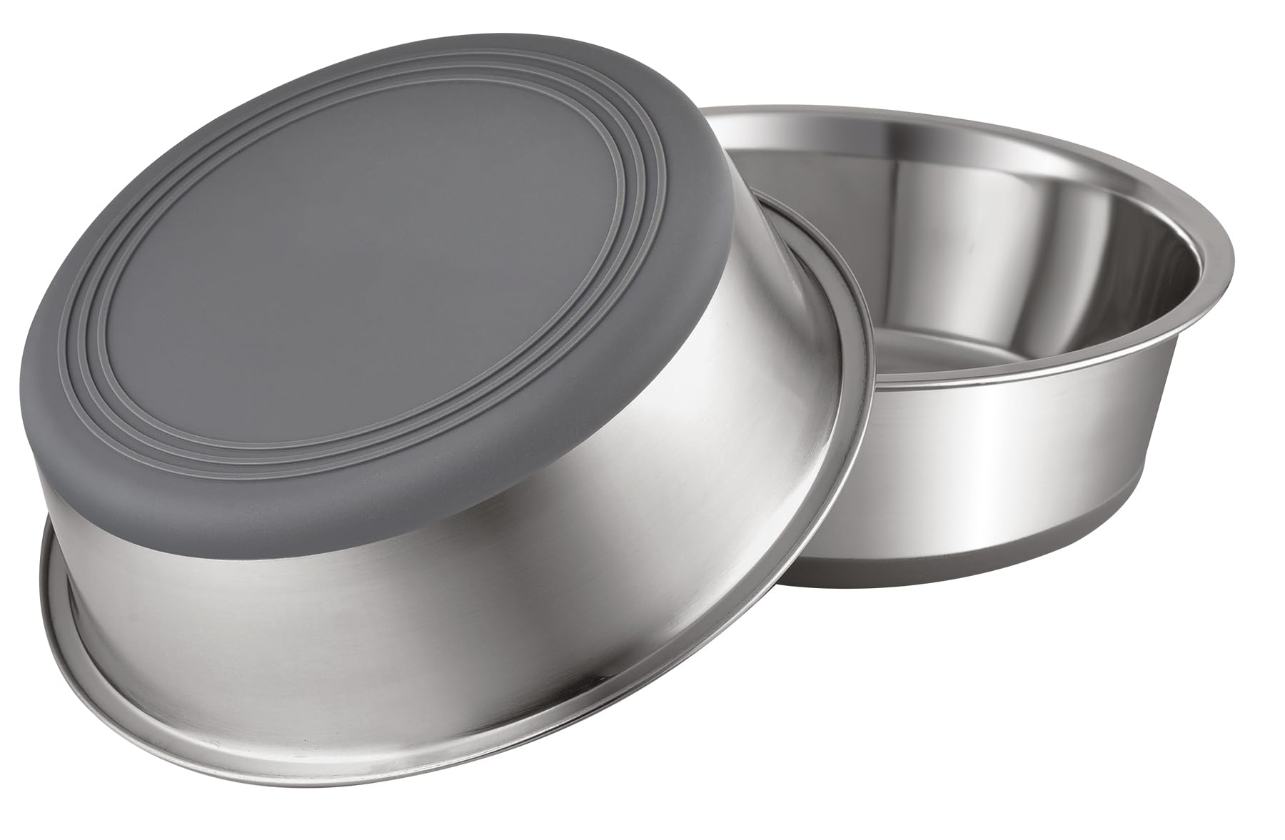 Amazon Basics Stainless Steel Non-Skid Dog Water And Food Bowls, Dishwasher Safe, Rust Resistant, 38oz Capacity, 10 x 2.8 Inches, 2-Pack