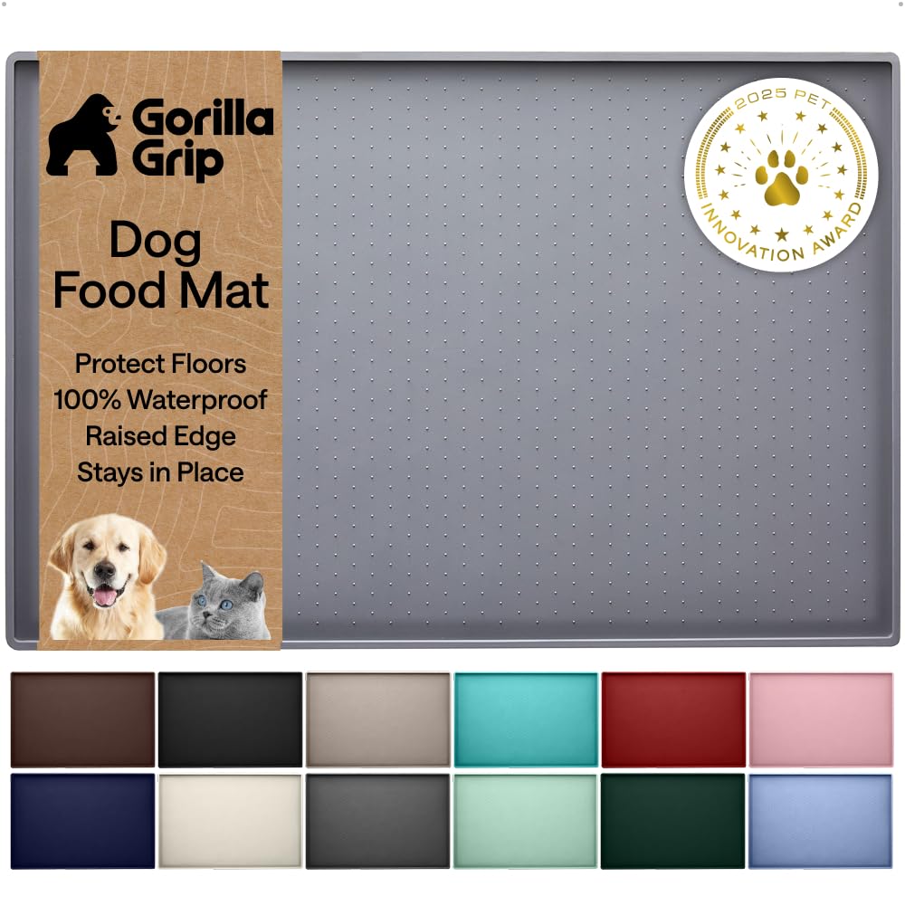 Pet Feeding Mat-Absorbent Dog Mat for Food and Water Bowl-No Stains Quick Dry Dispenser Mat-Dog Accessories Pet Supplies-Water Bowl for Messy Drinkers（Darkgrey,12"x19"