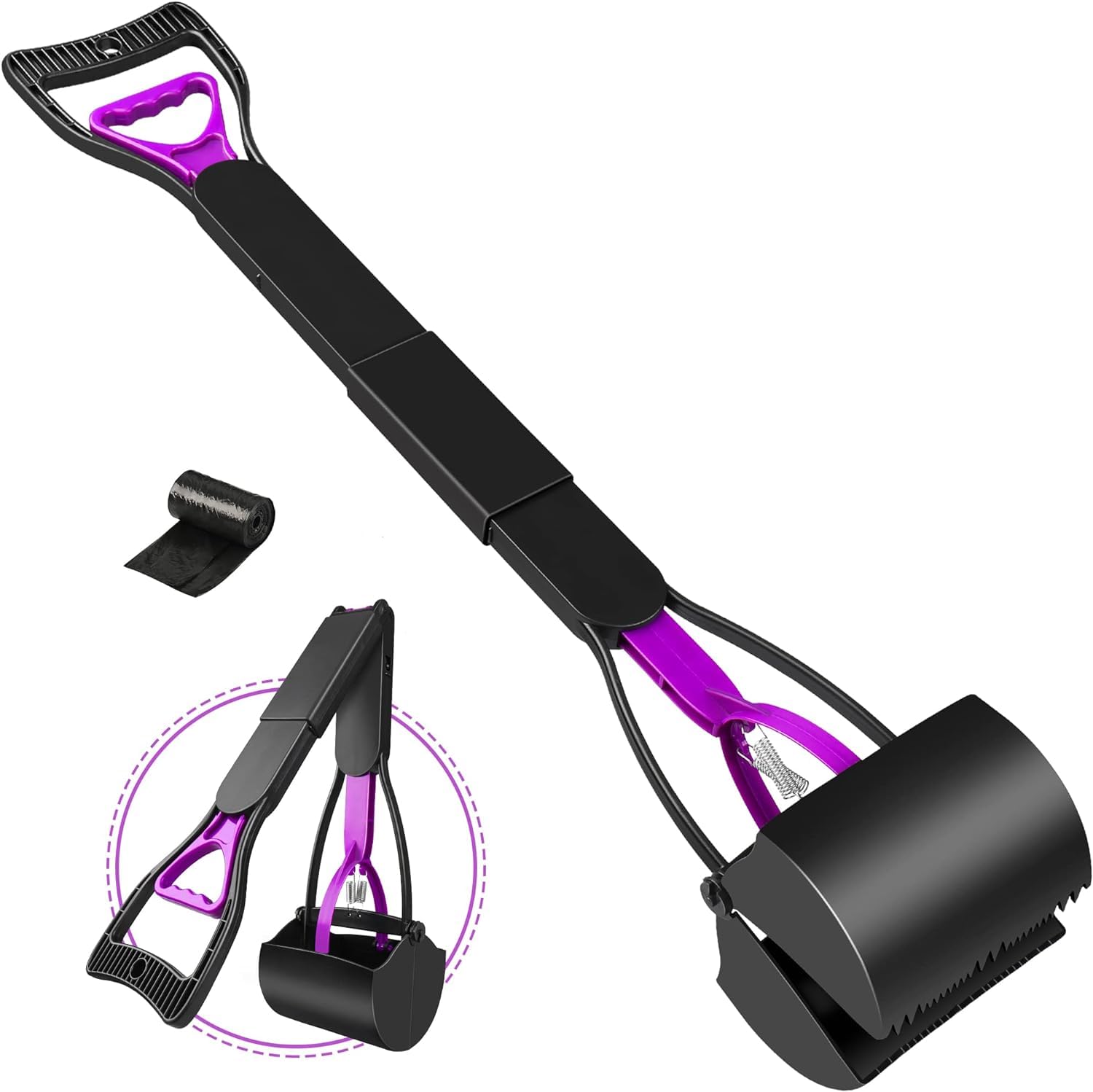 SZHLUX 28" Pooper Scooper, Foldable Dog Pooper Scooper with Unbreakable Material and Durable Spring for Grass and Gravel, Green