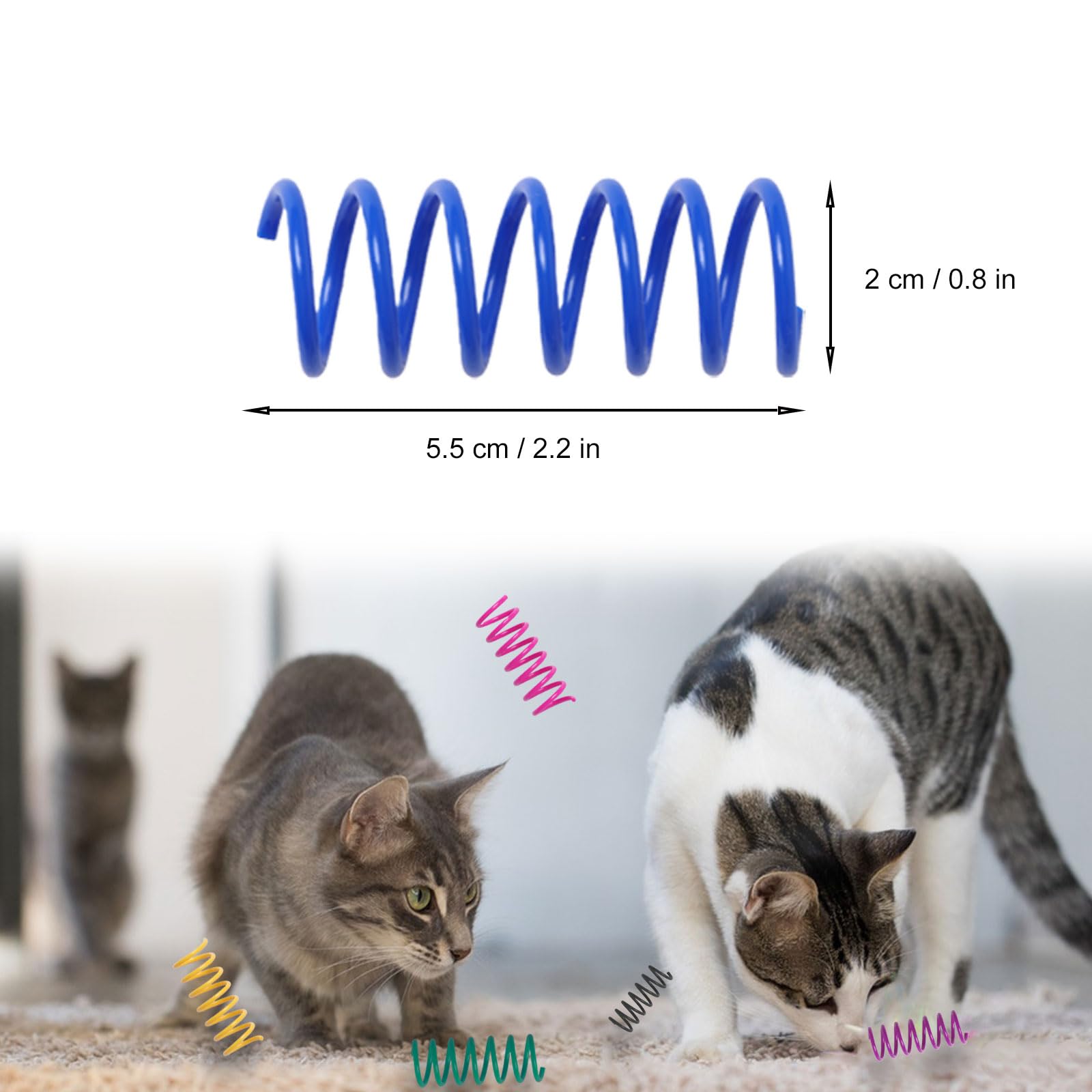 12PCS 12Colors Cat Spring Toys for Indoor Cats, Interactive Coil Springs for Self Play, Durable Heavy Plastic Cat Spiral Spring, Hunting, Biting, Swatting Creative Kitten Toy.
