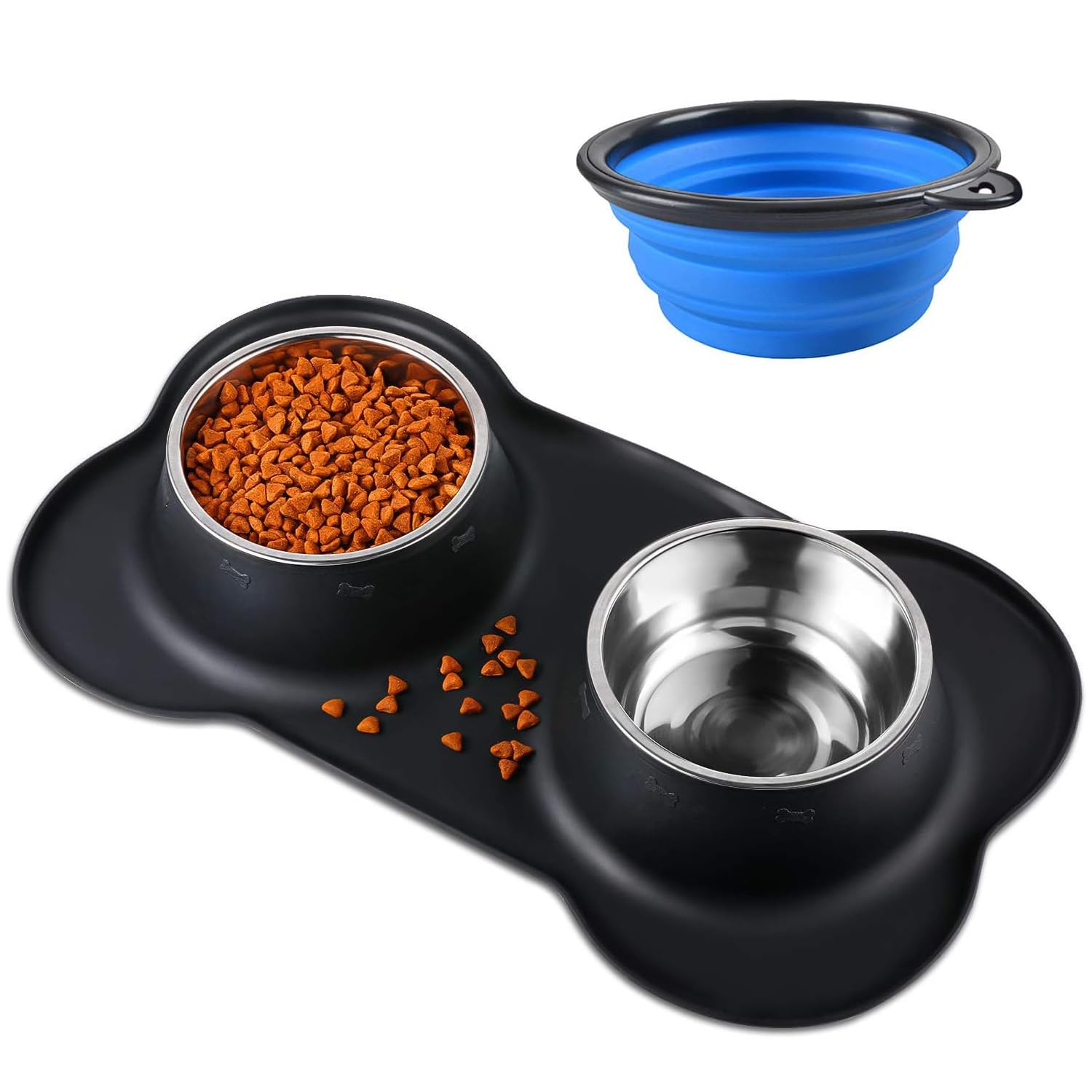 Hubulk Pet Dog Bowls 2 Stainless Steel Dog Bowl with No Spill Non-Skid Silicone Mat + Pet Food Scoop Water and Food Feeder Bowls for Feeding Small Medium Large Dogs Cats Puppies (S, Pink)