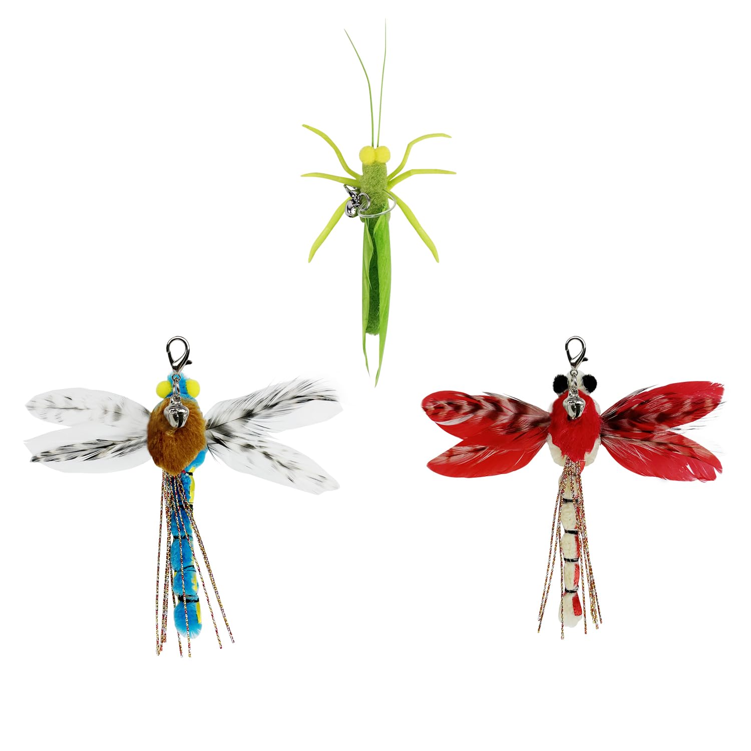 SONGWAY Insect Cat Toys with Feather - 6 Pieces Cat Worm Toy Refills, Cat Toy Wand Attachments, Worm Cat Toys, Interactive Toys for Indoor Cats Kittens