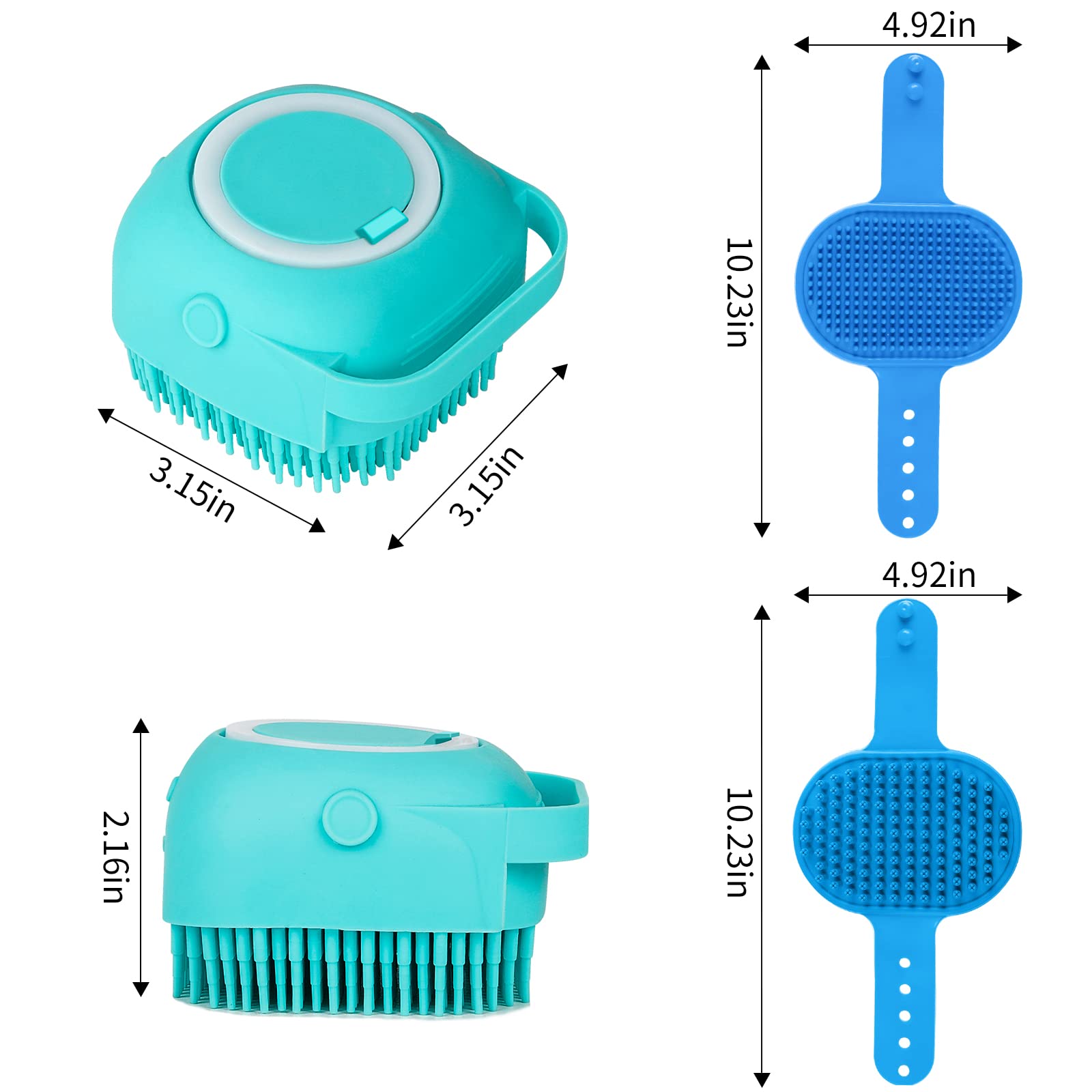 Comotech 6PCS Dog Bath Brush & Dog Toothbrush | Adjustable Handle Shampoo Brush & Scrubber for Short & Long Haired Dogs & Cats | Effectively Solve Odor & Stain Removal Problems (Blue Blue Blue.)