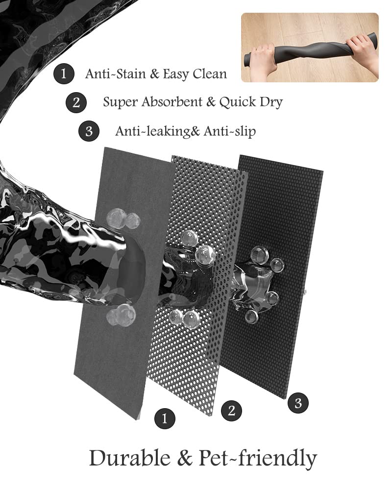 Pet Feeding Mat-Absorbent Dog Mat for Food and Water Bowl-No Stains Quick Dry Dispenser Mat-Dog Accessories Pet Supplies-Water Bowl for Messy Drinkers（Darkgrey,12"x19"