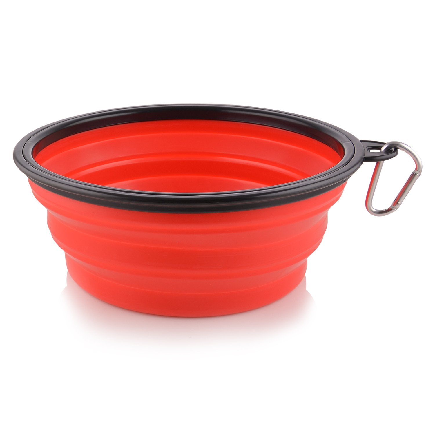 Kytely Large Collapsible Dog Bowls 2 Pack, 34oz Foldable Dog Travel Bowl, Portable Pet Water Food Bowl with Clasp, Pet Cat Feeding Cup Dish for Traveling, Walking, Hiking (Black+Blue)