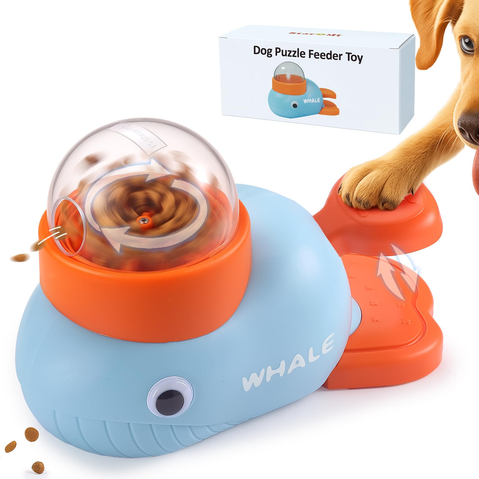 Interactive Dog Treat Dispenser Toy & Slow Feeder Dog Bowls - Duck-Shaped Puzzle Toy for Mental Stimulation, Adjustable Food Outlet for Small to Medium Cats and Dogs