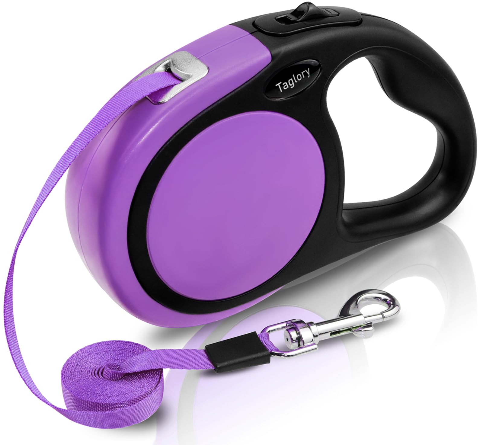 JSXD 360° Tangle-Free Retractable Dog Leash with One-Handed Brake, Pause, Lock, 10 ft Strong Nylon Tape Pet Walking Leash,Suitable for Cats, Small and Medium Dogs up to 66 lbs (Purple, 10 ft)