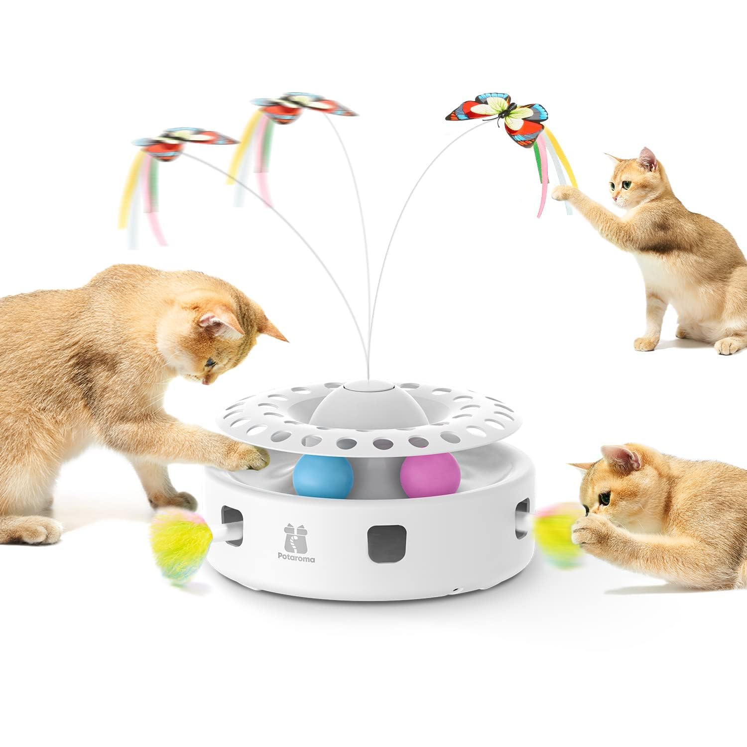 Interactive Cat Toys for Indoor Cats,[Newly Upgraded] Rechargeable Touch Activated Hide and Seek Kitten Toys for Bored Indoor Adult Cats with Fluttering (Blue)