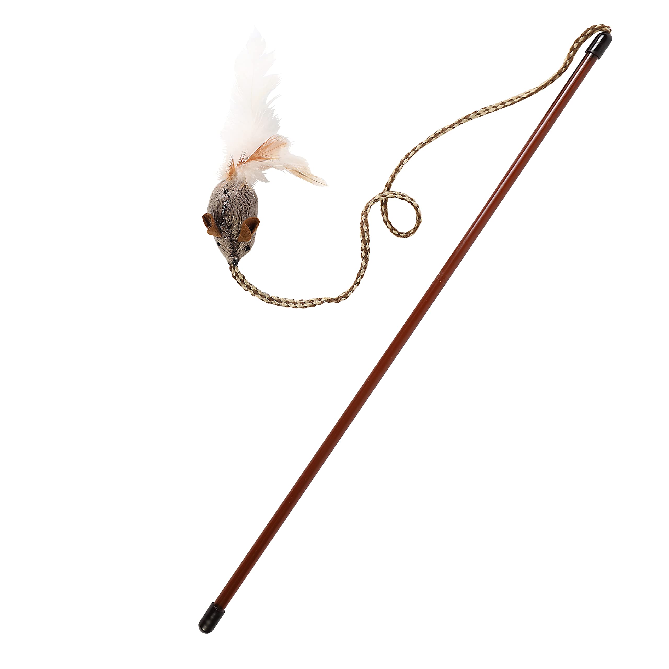 ROSAUI Cat Teaser Wand Toys, Interactive Bird Toys for Indoor Kittens, 42.15’’ Long Cat Fishing Pole Toys, 2Pcs Wires and 5Pcs Natural Refills, Sustainable Wooden Handles, Exercising, Playing