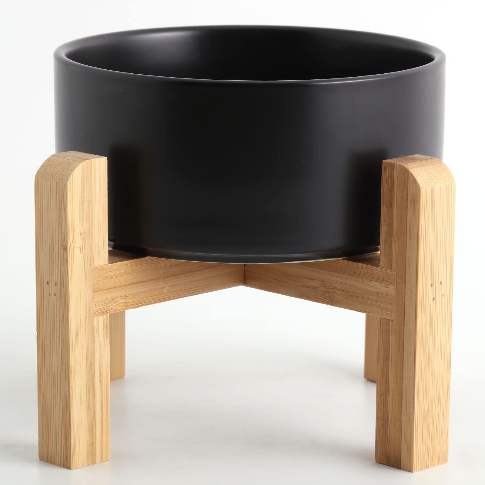 Petygooing Black Elevated/Raised 15°Slanted Ceramic Dog Bowl for Small and Medium Breeds, Tilted Anti Slip Pet Feeding Bowl,Food Water Dish with Stand for Cats and Dogs (28 OZ/3.6 Cups)