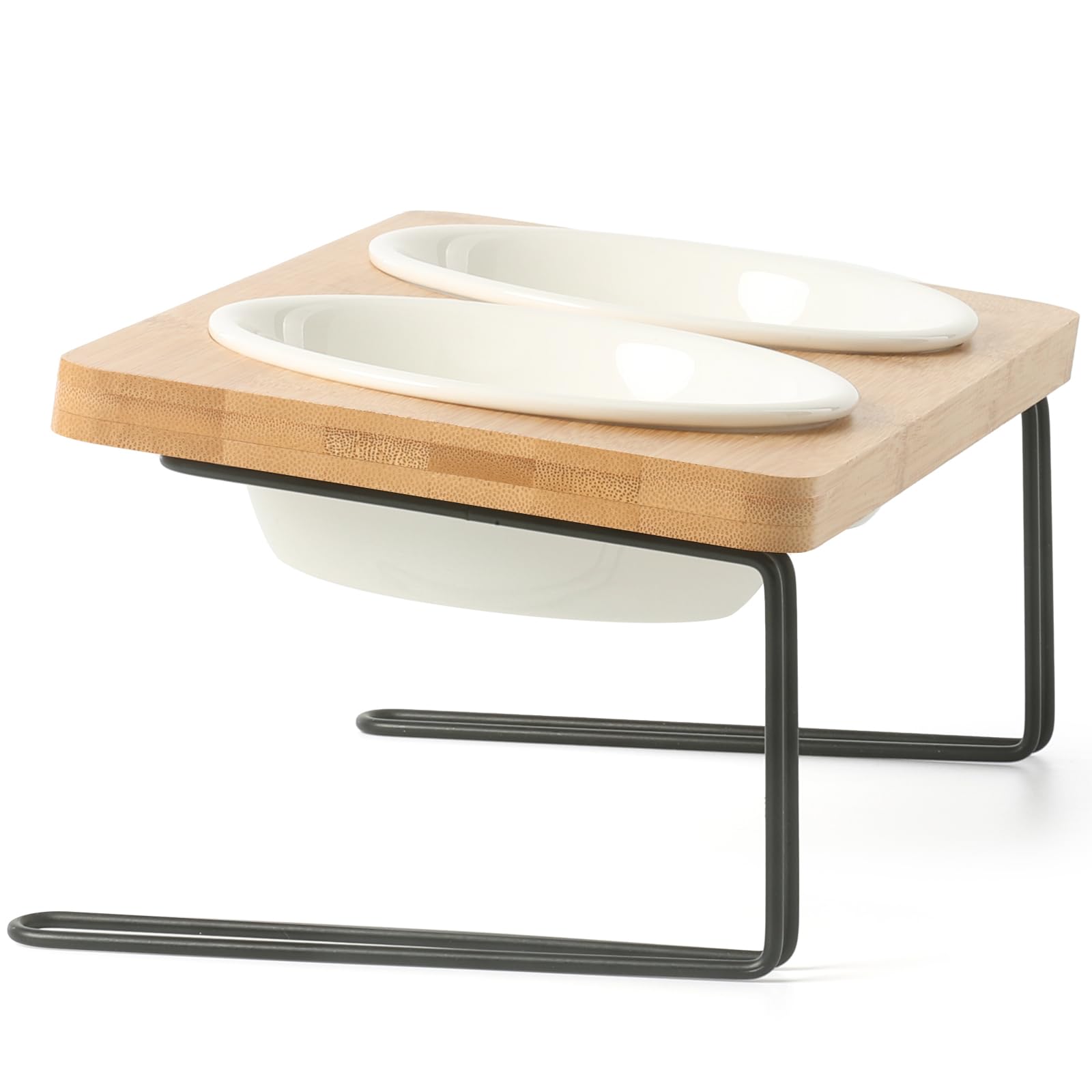 Elevated Ceramic Dog Bowl Set - Double Dog Feeding Bowls with Stand Splash Proof - Raised Dishes for Food and Water - Ideal for Small to Medium Dogs - 2 x 850 ml - 28.74 oz