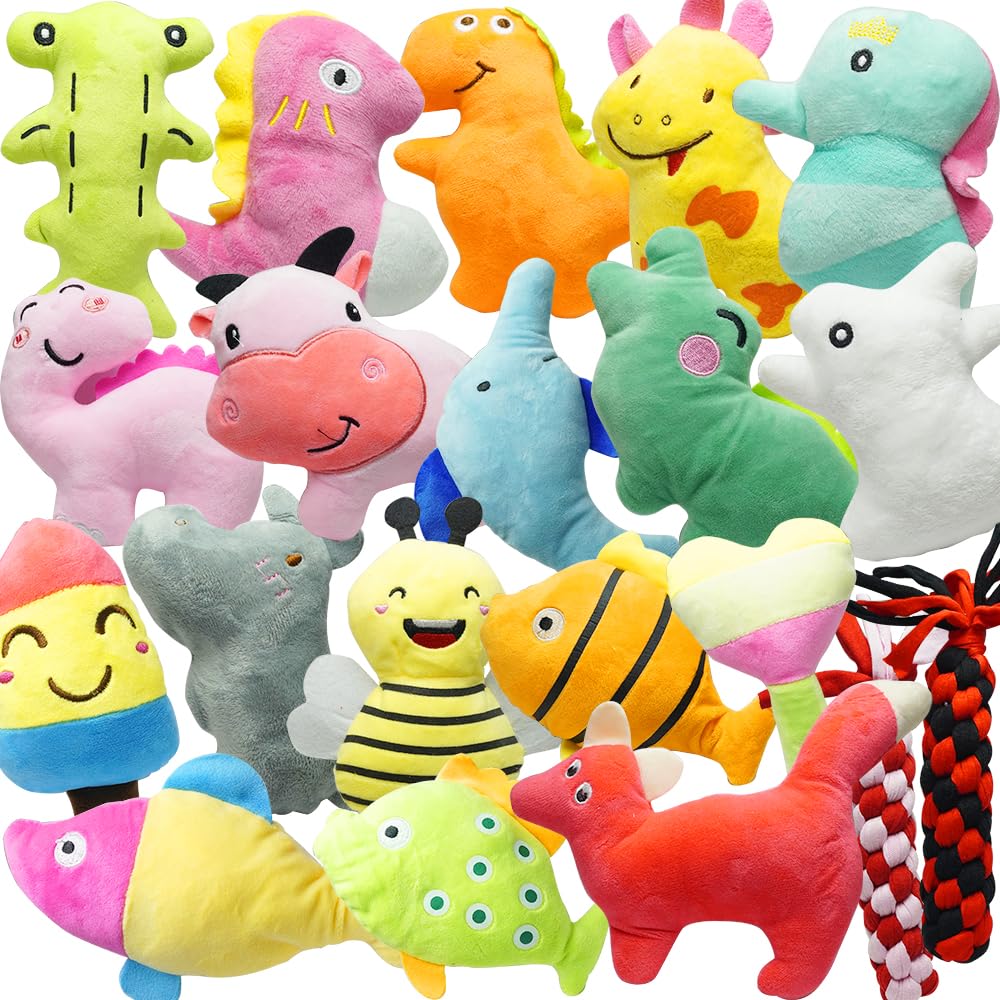 30 Pcs Dog Squeaky Toys, Cute Plush Small Dog Toys with Squeakers,Interactive Puppy Chew Toys for Small Medium Dogs Teething