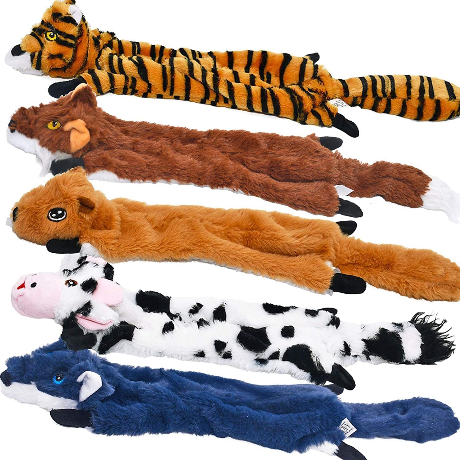SHARLOVY Dog Squeaky Toy No Stuffing 6 Pack, Dog Toys Crinkle for Small Puppy, Durable Chew Plush Cute Animals Natural for Teething Pet