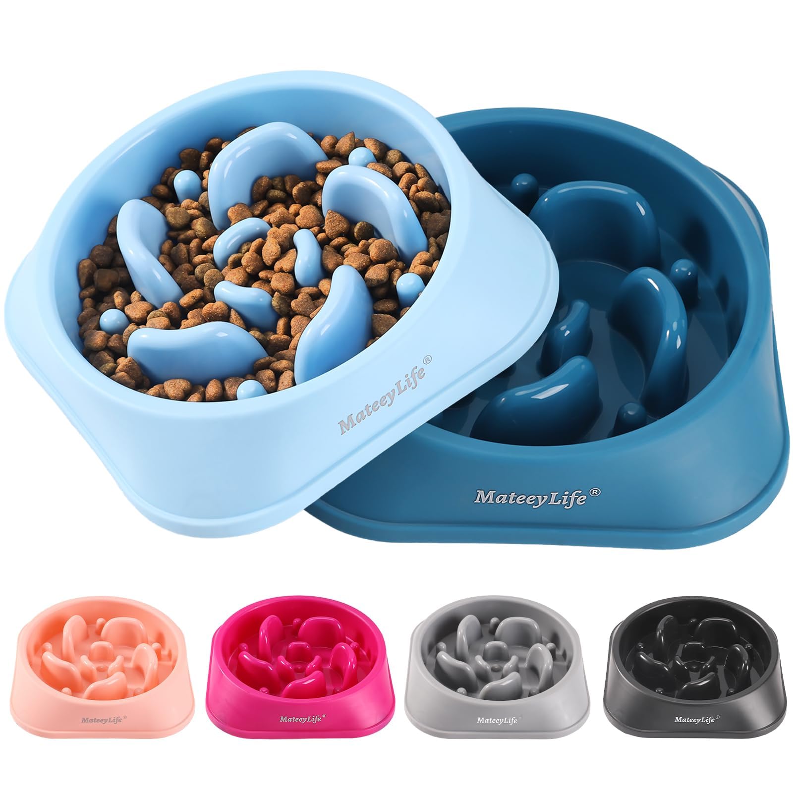 Dog Water Bowl No Spill 70oz/2L Large Capacity Dispenser Non Slip No Splash Bowl Pet Slow Feeder No Drip Dog Water Bowl on Vehicle Slow Water Bowl for Dogs and Cats