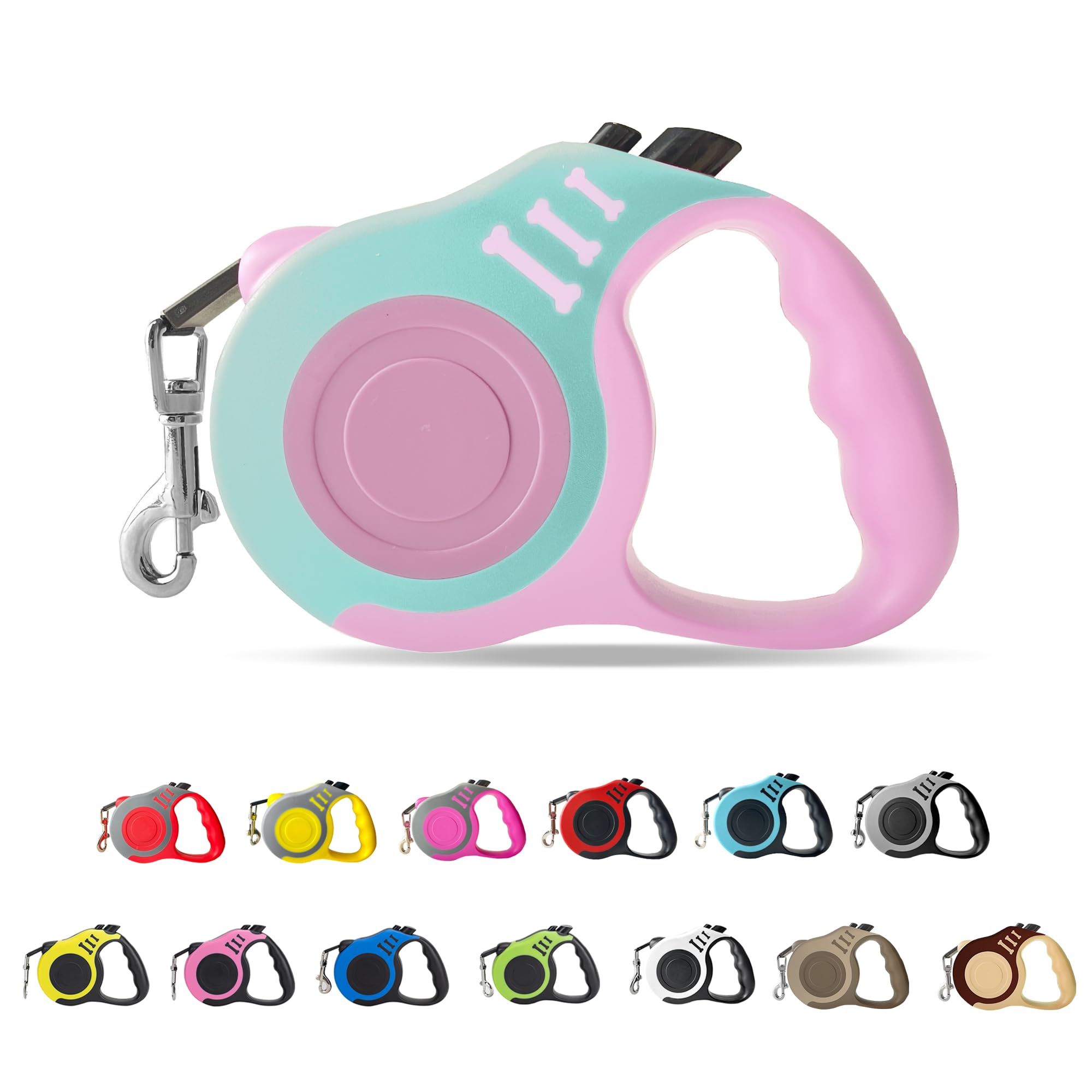 JSXD 360° Tangle-Free Retractable Dog Leash with One-Handed Brake, Pause, Lock, 10 ft Strong Nylon Tape Pet Walking Leash,Suitable for Cats, Small and Medium Dogs up to 66 lbs (Purple, 10 ft)