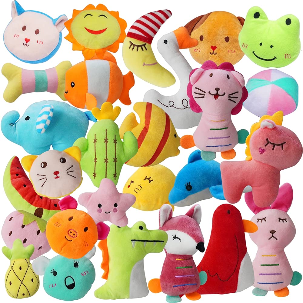 30 Pcs Dog Squeaky Toys, Cute Plush Small Dog Toys with Squeakers,Interactive Puppy Chew Toys for Small Medium Dogs Teething