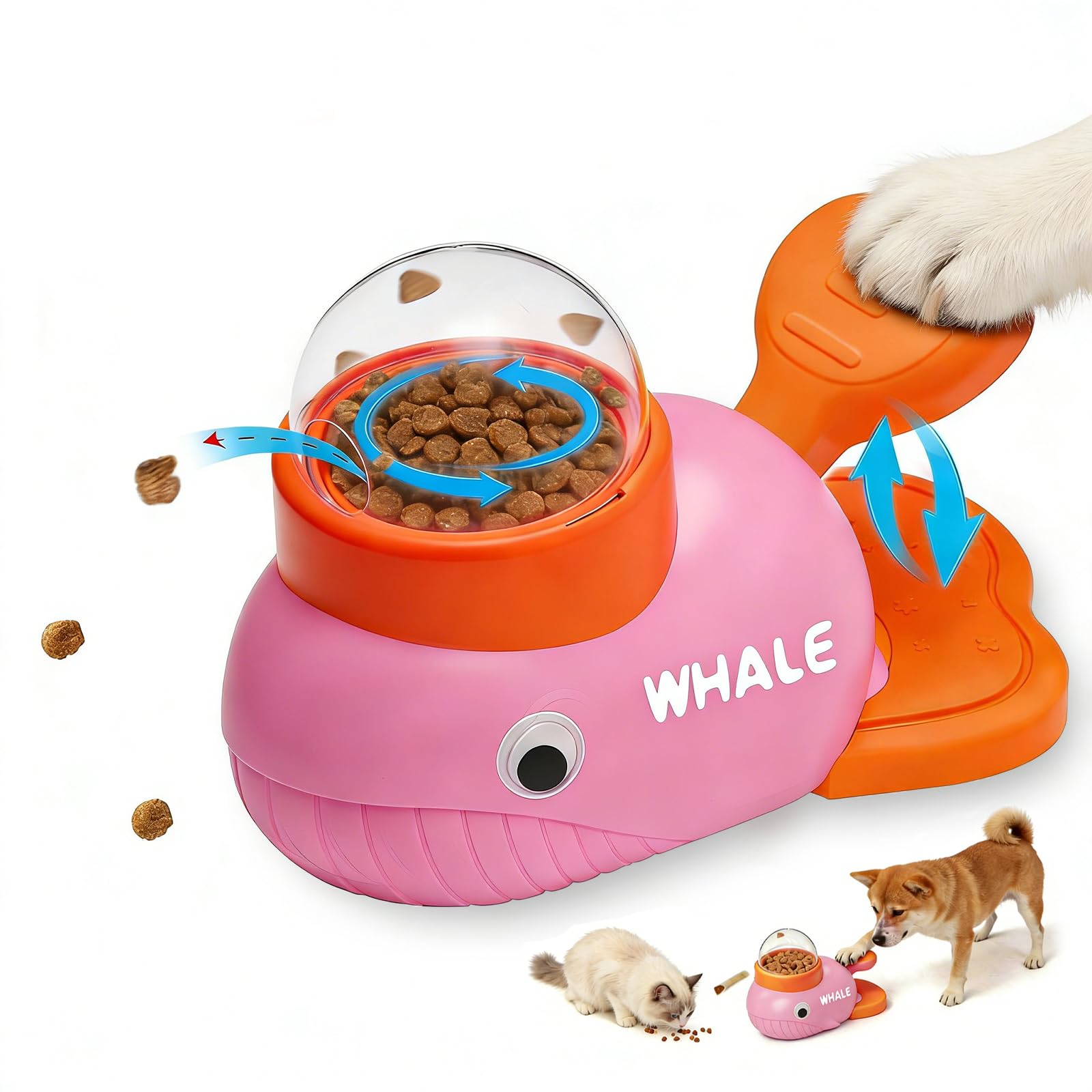 Interactive Dog Treat Dispenser Toy & Slow Feeder Dog Bowls - Duck-Shaped Puzzle Toy for Mental Stimulation, Adjustable Food Outlet for Small to Medium Cats and Dogs