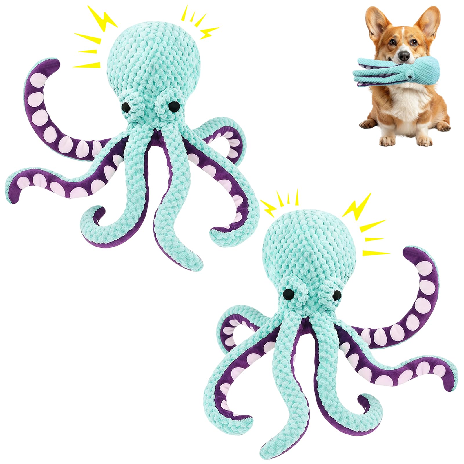 SHARLOVY Dog Squeaky Toy No Stuffing 6 Pack, Dog Toys Crinkle for Small Puppy, Durable Chew Plush Cute Animals Natural for Teething Pet