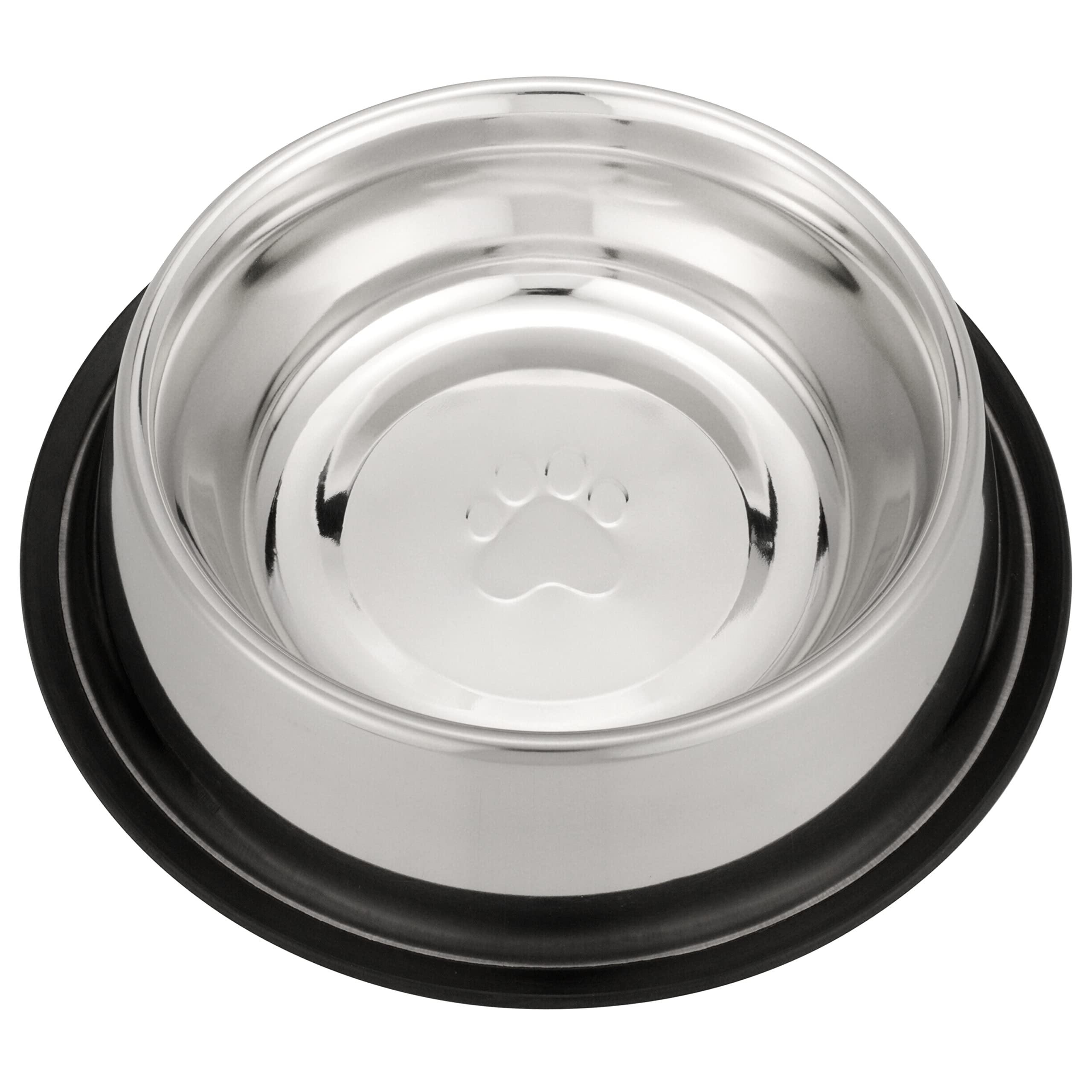 Amazon Basics Stainless Steel Non-Skid Dog Water And Food Bowls, Dishwasher Safe, Rust Resistant, 38oz Capacity, 10 x 2.8 Inches, 2-Pack