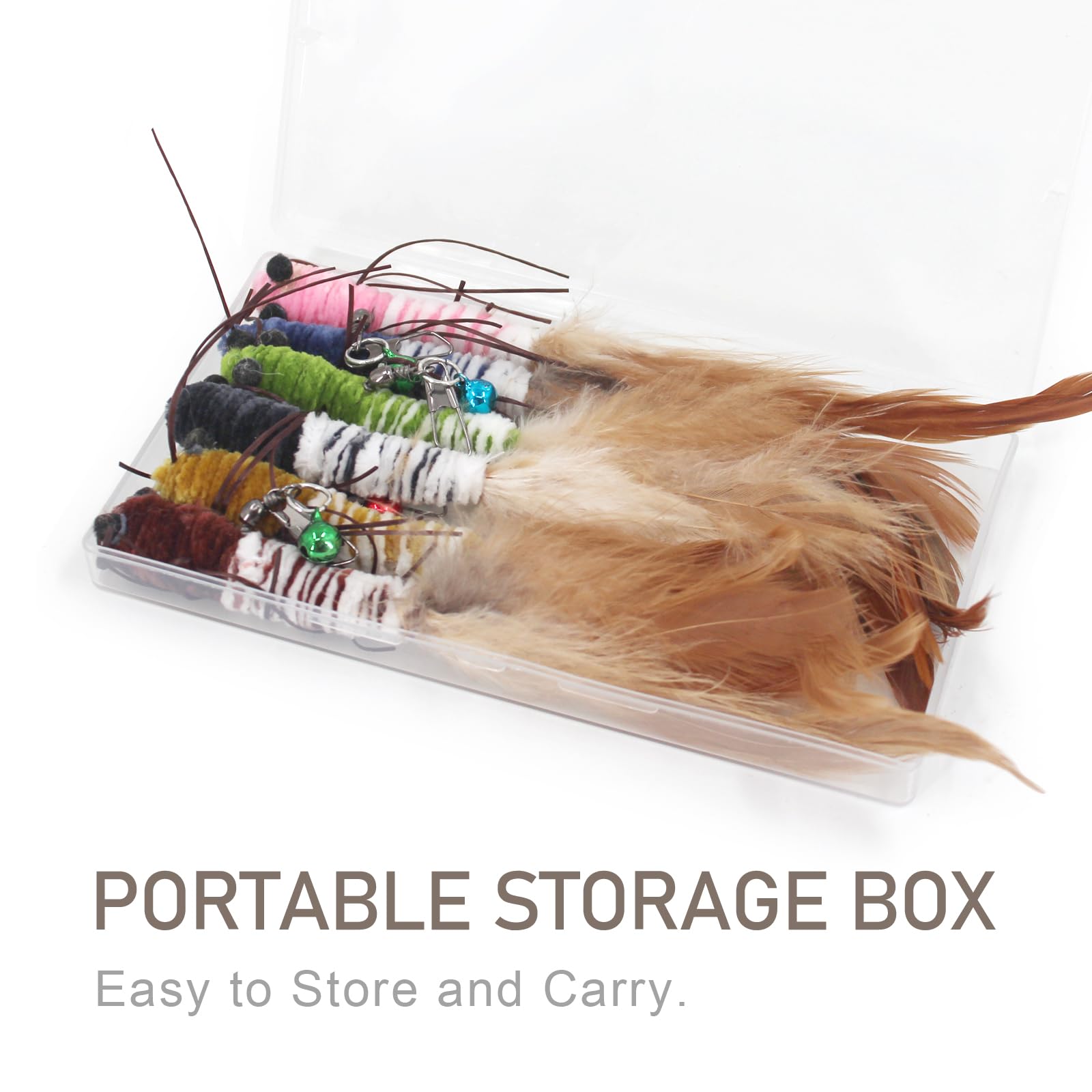 SONGWAY Insect Cat Toys with Feather - 6 Pieces Cat Worm Toy Refills, Cat Toy Wand Attachments, Worm Cat Toys, Interactive Toys for Indoor Cats Kittens