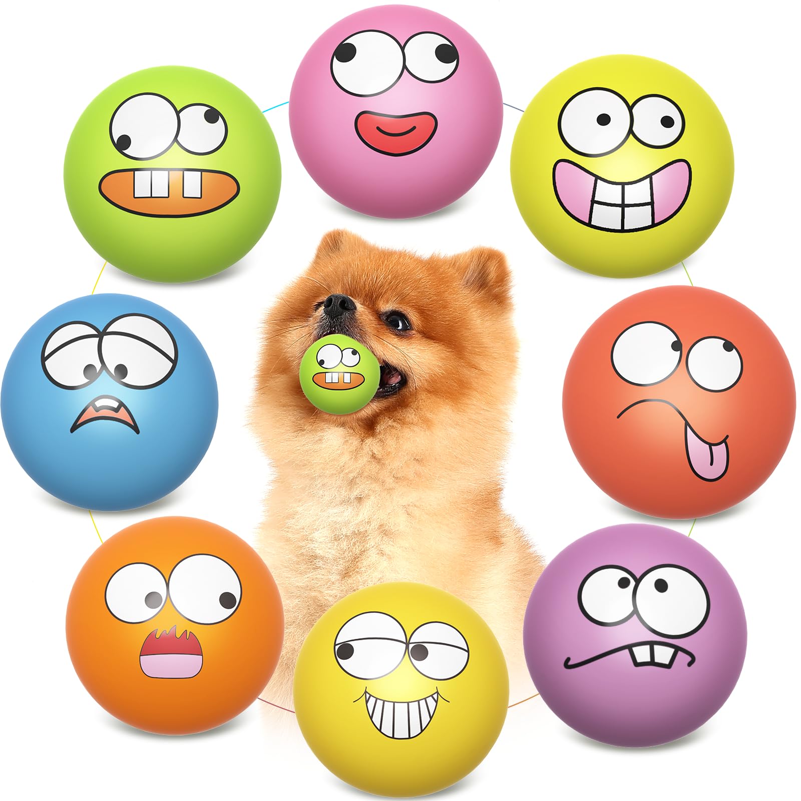 Smile Face Dog Squeaky Toys Soft Latex Squeak Balls for Puppy Small Pet Dogs 6 Pcs/Set