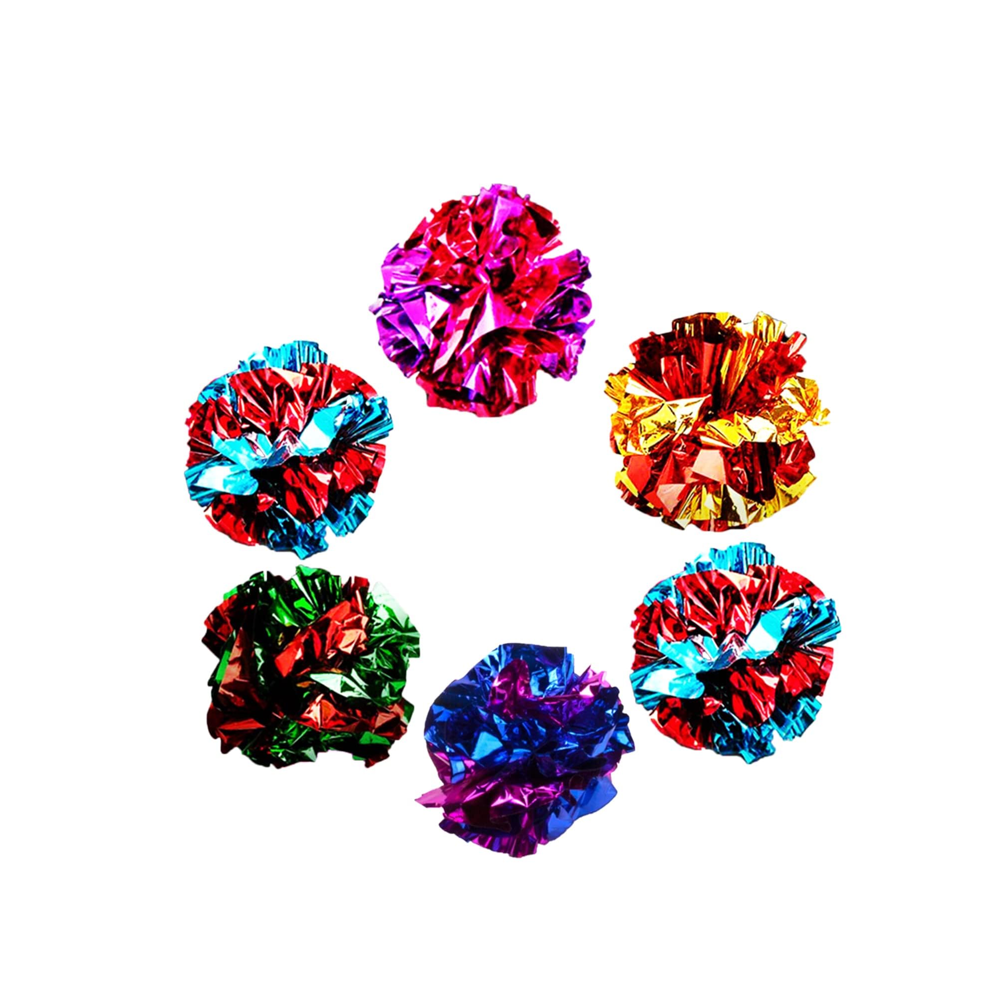 PET SHOW 20 Pcs Cat Crinkle Toy Ball 2.5inch Mylar Cat Pounce Chase Toys Colorful Paper Ball Chase Training Activity for Cats Kittens