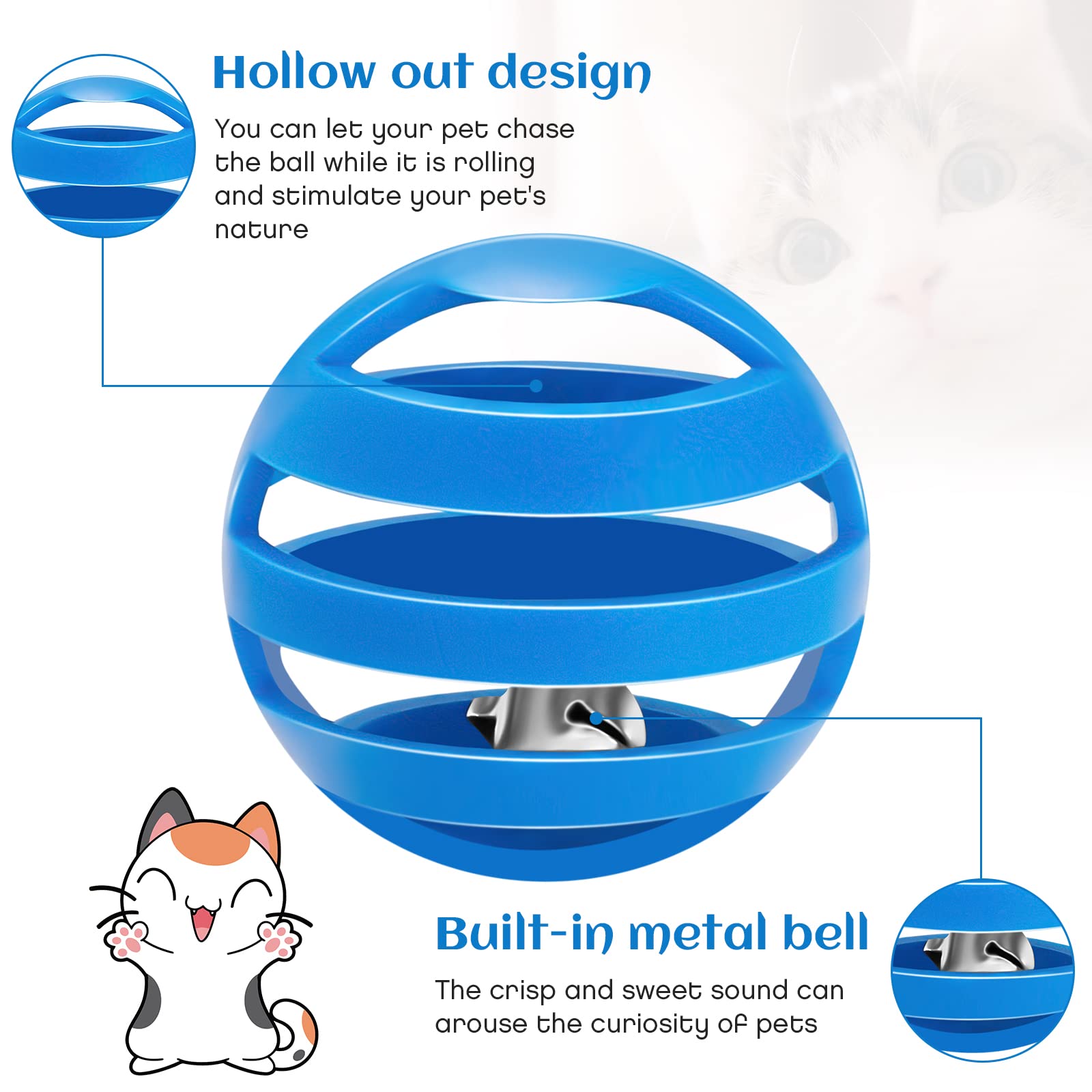 Kasyat 21 Pieces Plastic Cat Balls with Bells Bulk Inside Kitten Chase Toys Lattice Pounce Rattle Ball with Black Plush Drawstring Bag for Cat Exercise and Play Indoor