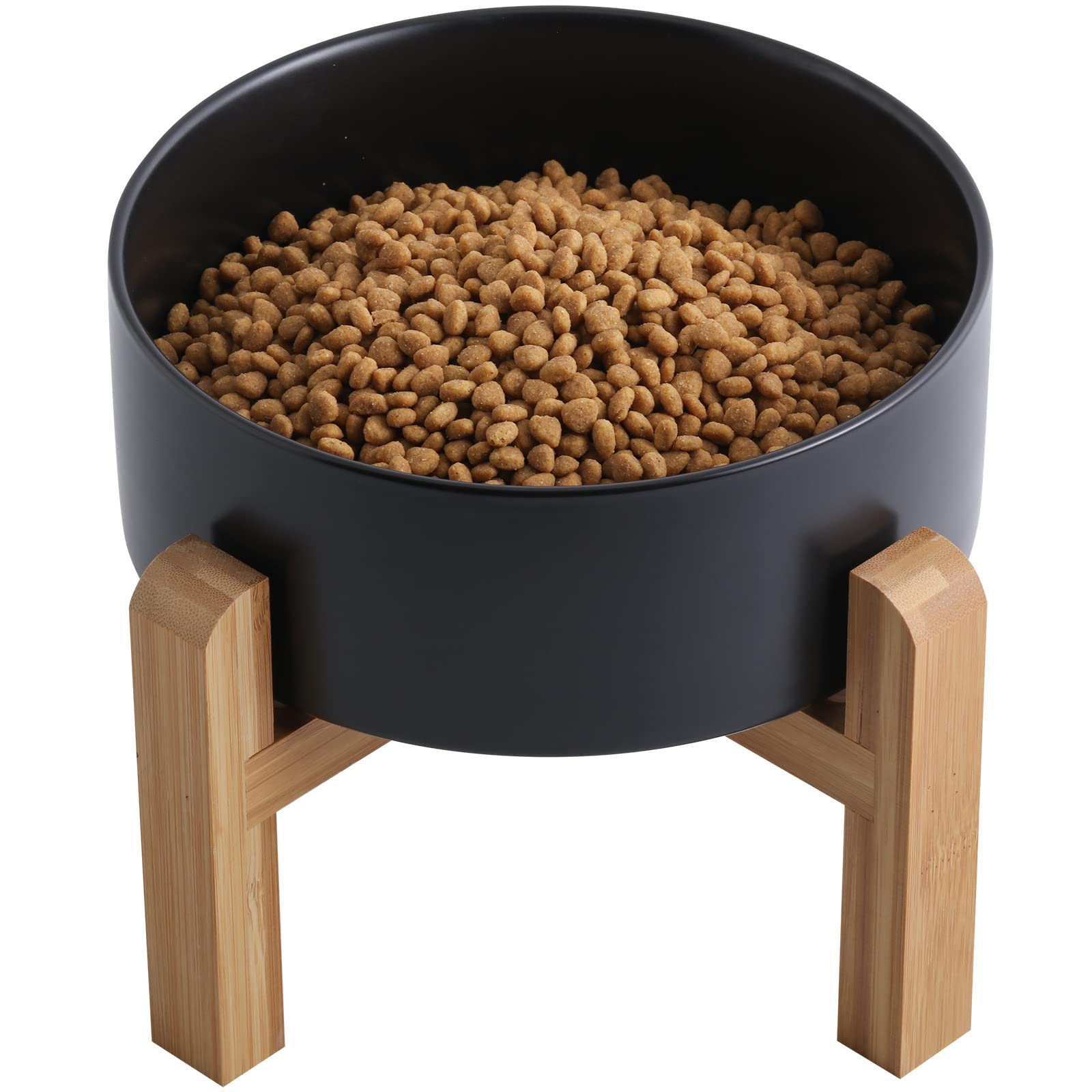 Petygooing Black Elevated/Raised 15°Slanted Ceramic Dog Bowl for Small and Medium Breeds, Tilted Anti Slip Pet Feeding Bowl,Food Water Dish with Stand for Cats and Dogs (28 OZ/3.6 Cups)