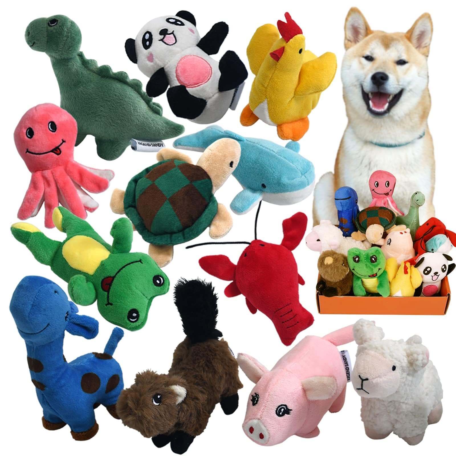 30 Pcs Dog Squeaky Toys, Cute Plush Small Dog Toys with Squeakers,Interactive Puppy Chew Toys for Small Medium Dogs Teething